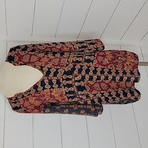 Olivaceous small multicolor print tunic